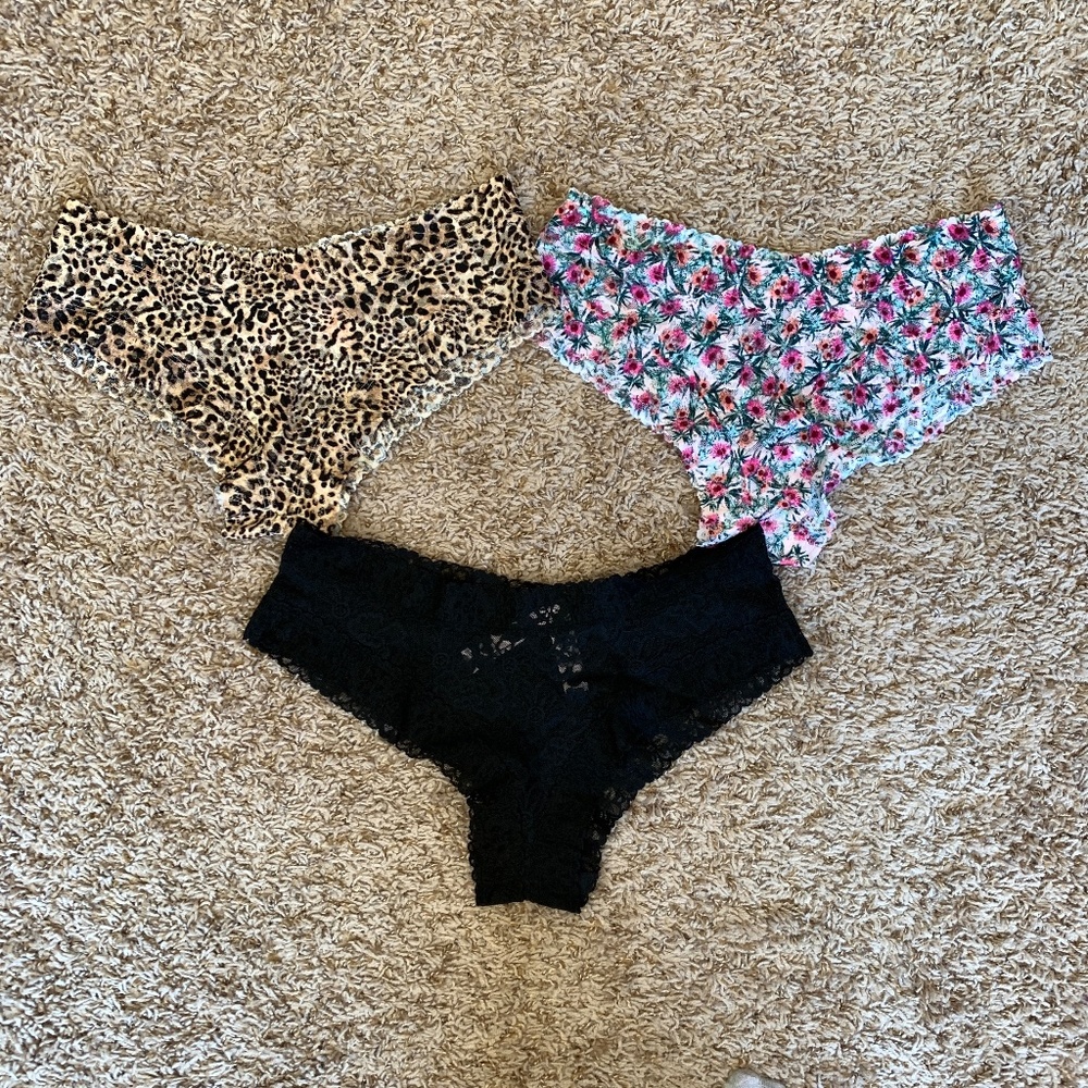 3 Pair Victoria's Secret Lacie Cheeky Panty Size L